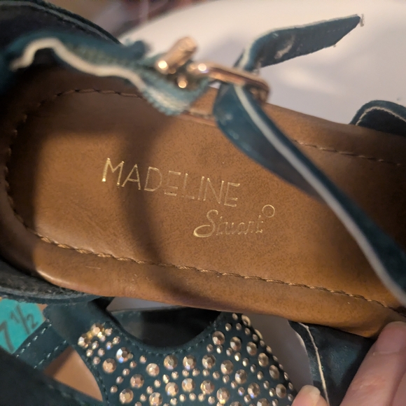 ✨ Teal Velvet Rhinestone Gladiator Sandals | Boho Glam Festival Vibes ✨ - Picture 3 of 5